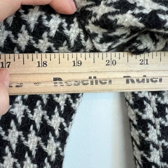 Vintage Houndstooth Black White Wool Blend Women’s Blazer Jacket Coat Shacket M - Picture 8 of 15